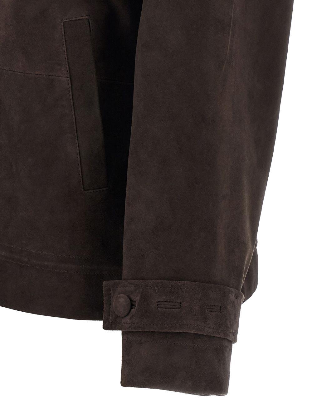 ROTATE Giacca in pelle marrone a collo alto 