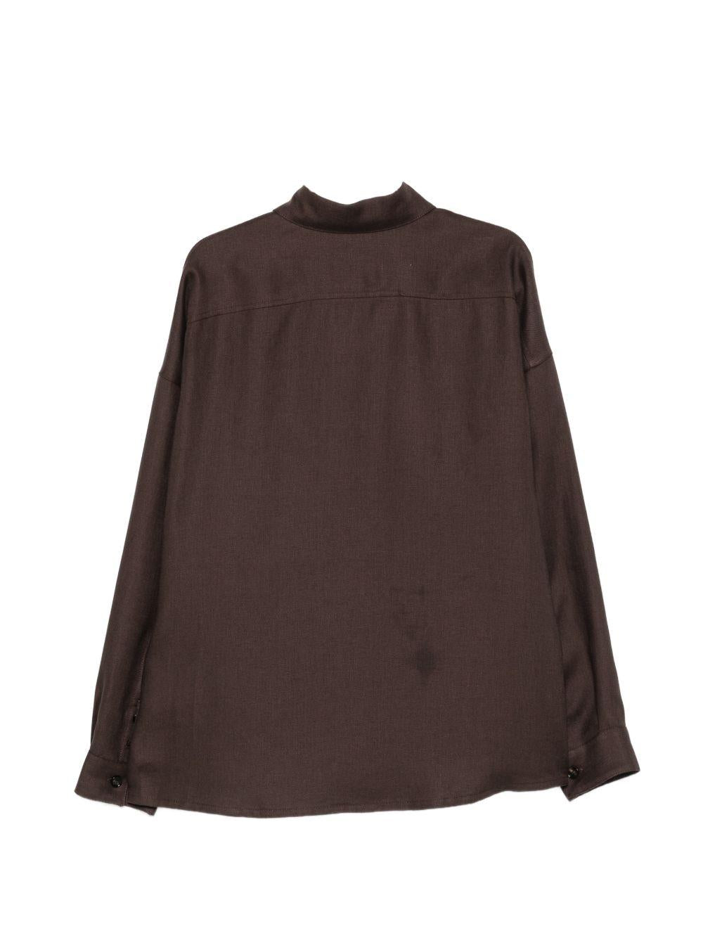 BE ABLE Camicia marrone con taschino sul petto 