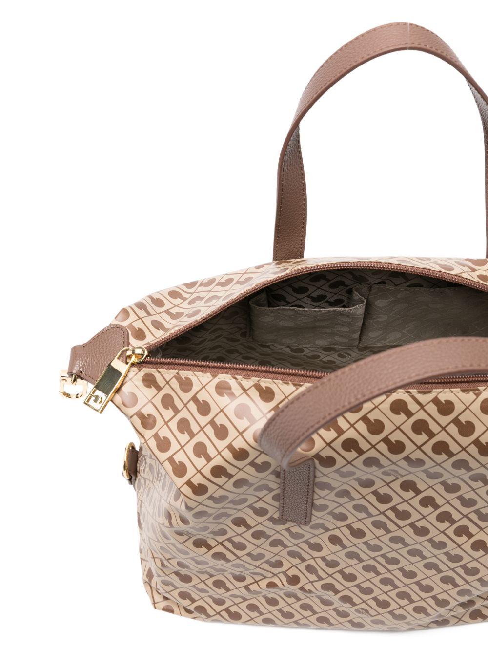 GHERARDINI Borsa a spalla Softy Tabacco con logo all-over marrone 
