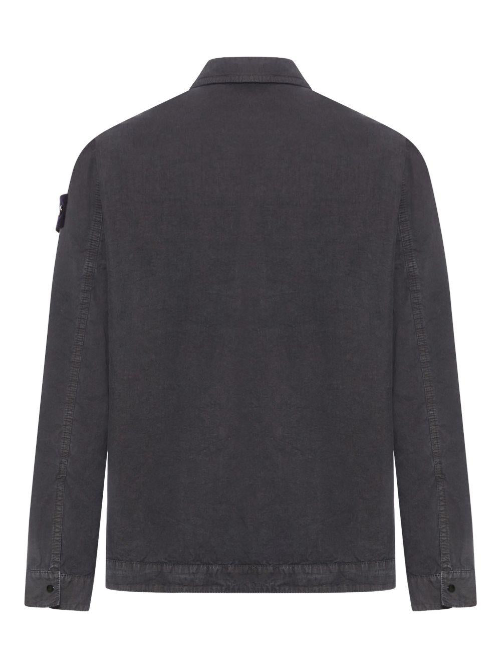 STONE ISLAND Camicia grigia con zip e tasca 