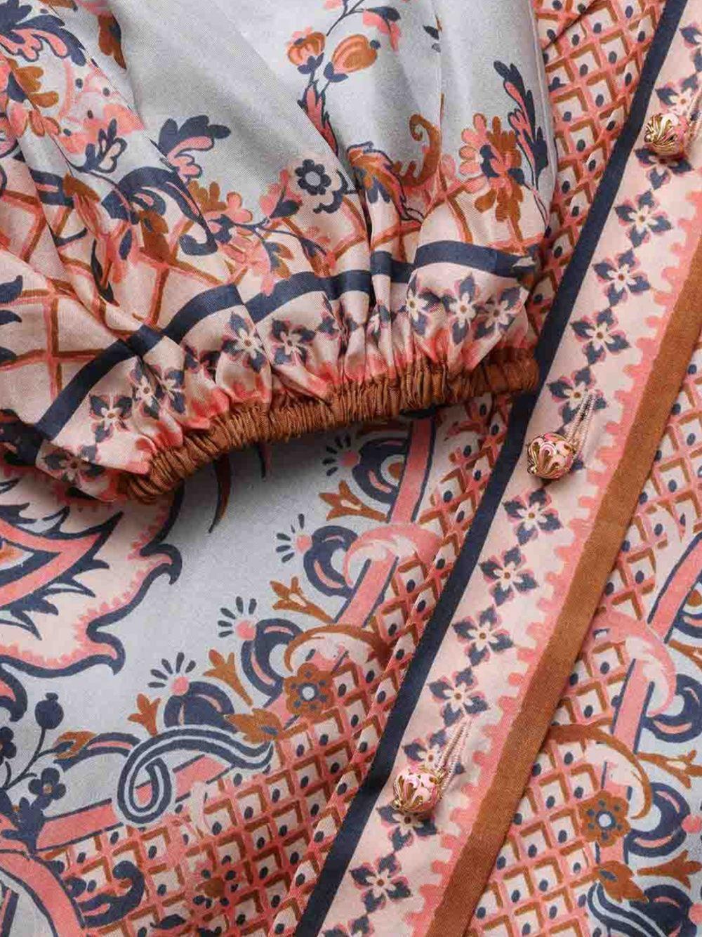 ZIMMERMANN Blusa Aster con fiocco al collo in seta stampa paisley blu 