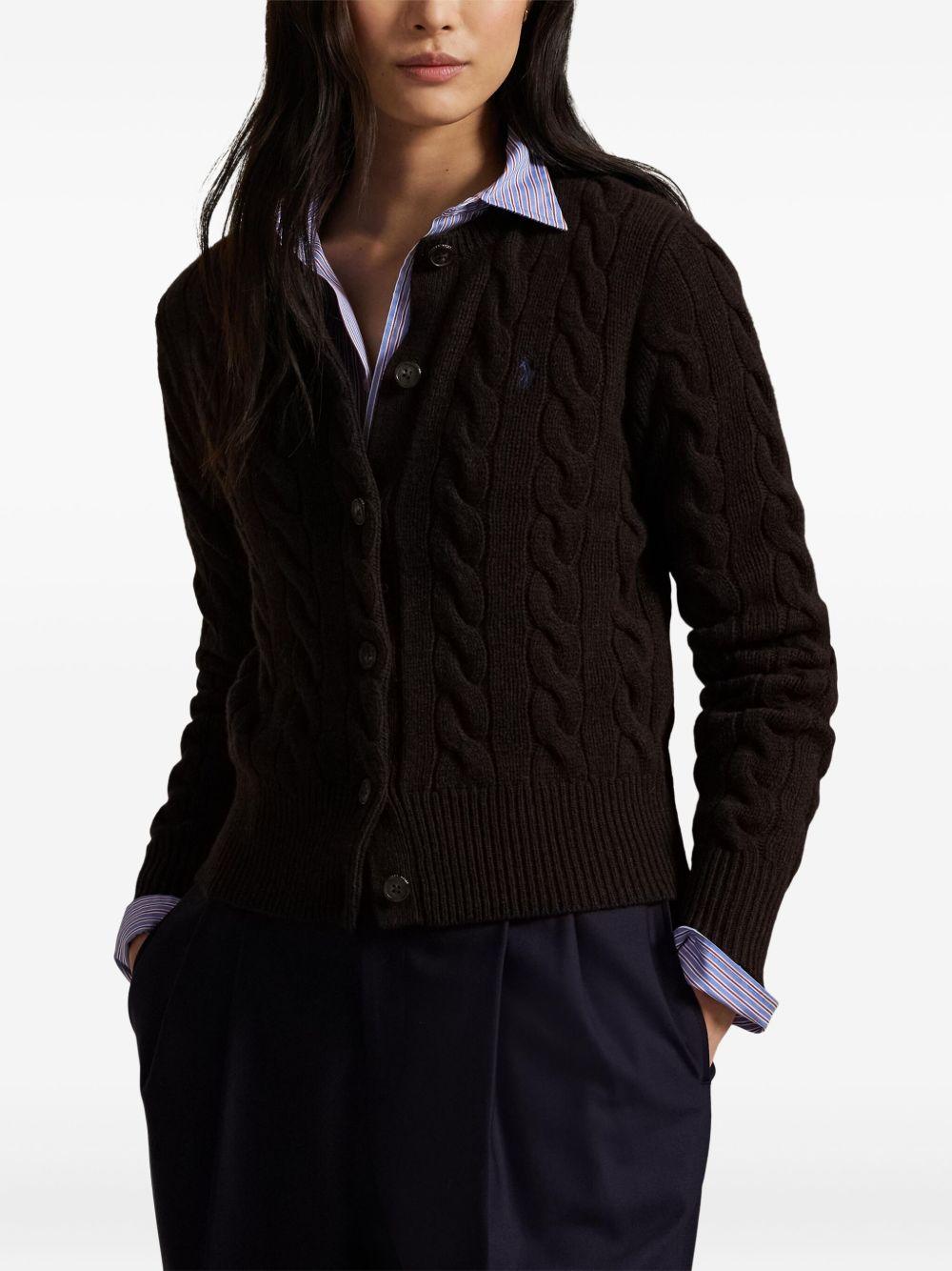 POLO RALPH LAUREN Cardigan in maglia a trecce con logo 