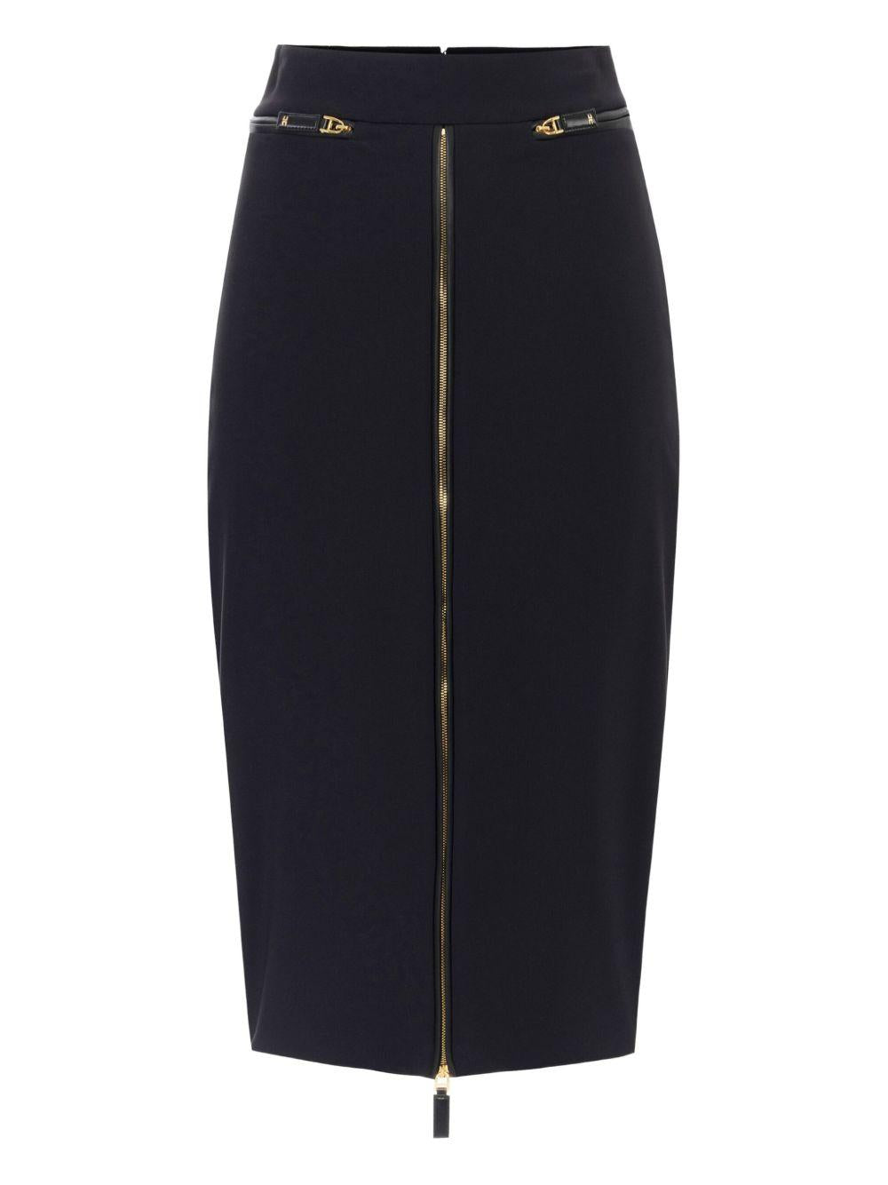 ELISABETTA FRANCHI Gonna Daily nera in crepe stretch 
