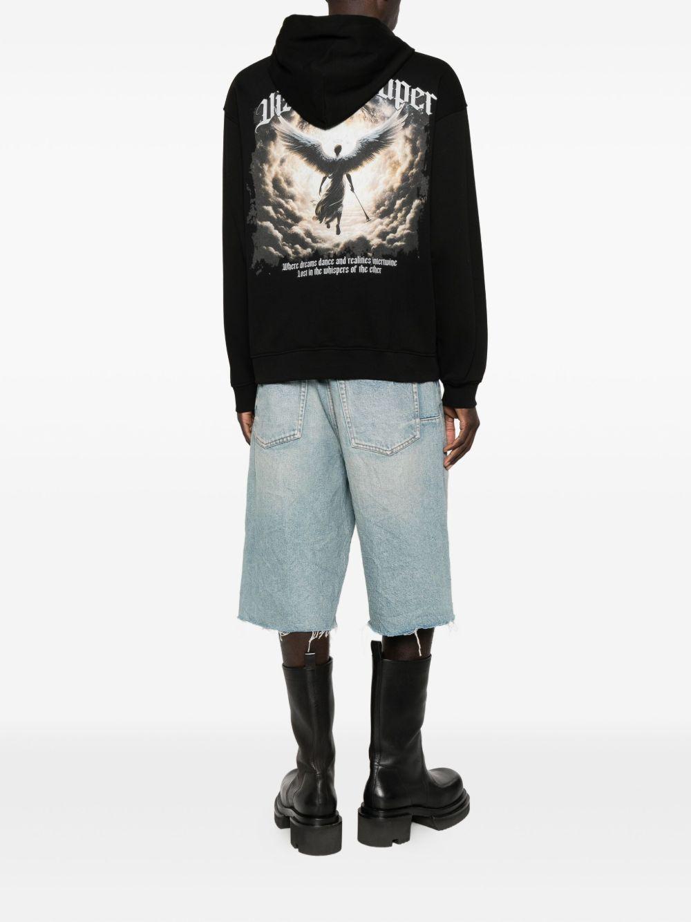 VISION OF SUPER Felpa nera con stampa del logo 