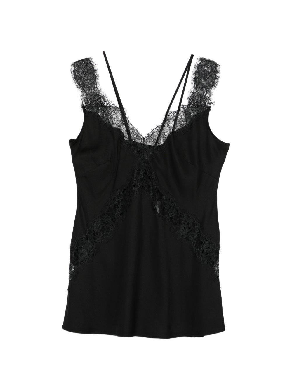 PINKO Top Lydia nero con pizzo 