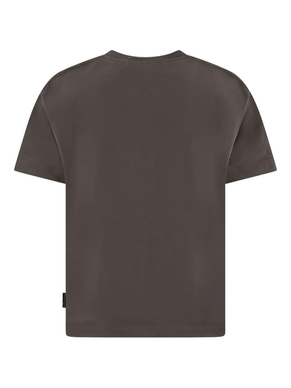 PALM ANGELS T-shirt in cotone grigio con logo e serpente 