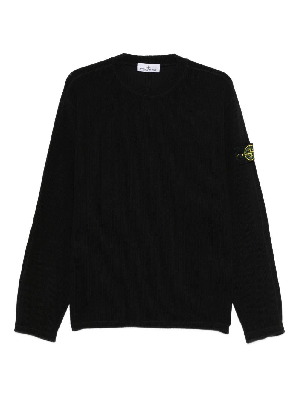 STONE ISLAND Maglia nera in cotone organico 