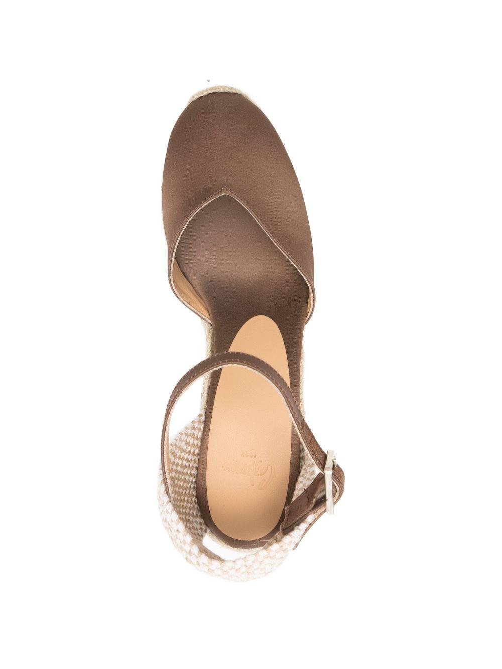 CASTANER Sandali con zeppa 'Chiarita' in yuta marrone 
