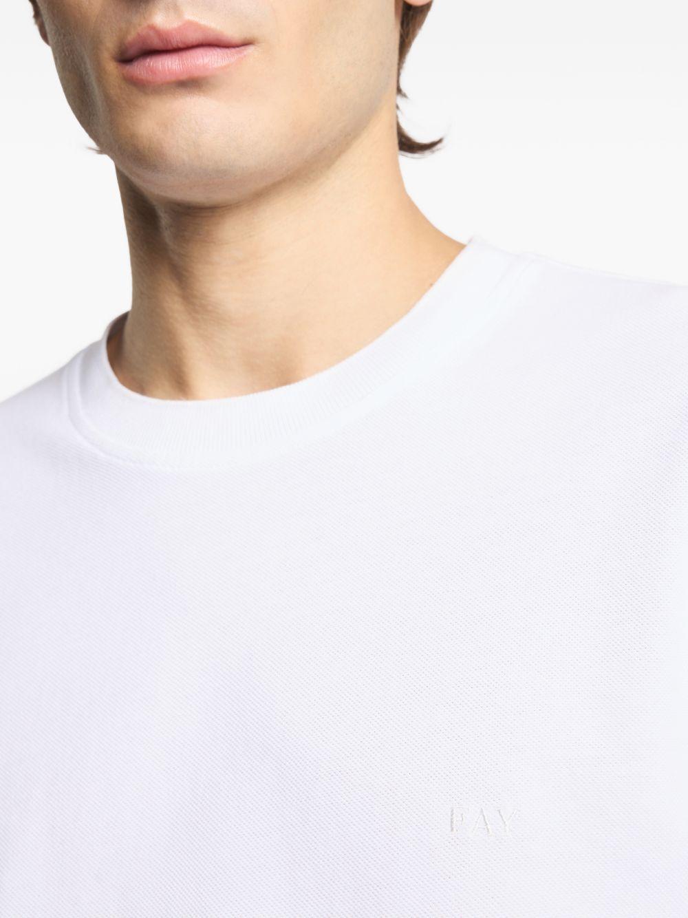 FAY T-shirt in cotone bianco a maniche corte girocollo 