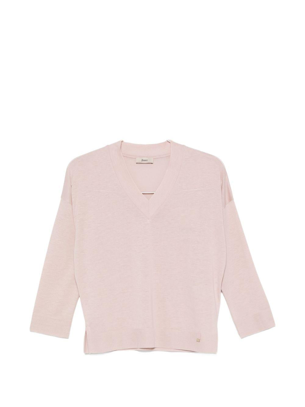HERNO Maglia con scollo a V bianca 