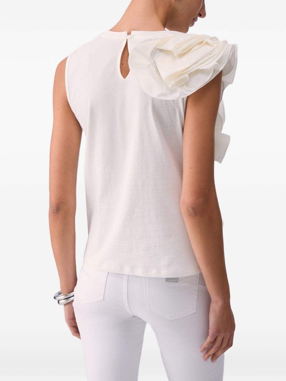 LIUJO T-shirt con rouches laterali bianca 