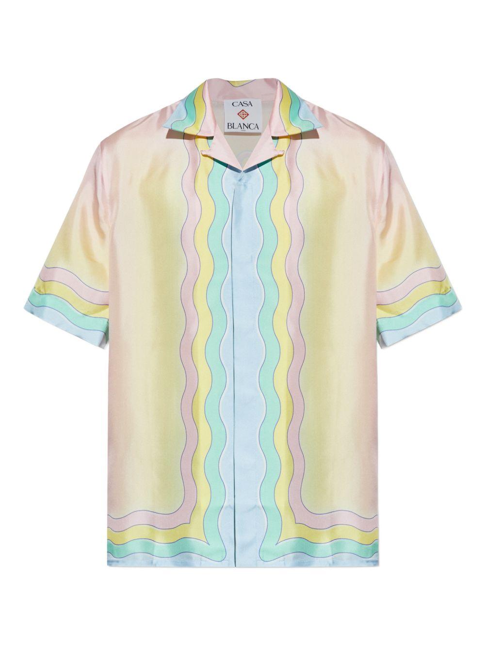 CASABLANCA Camicia con stampa multicolore all-over in seta 
