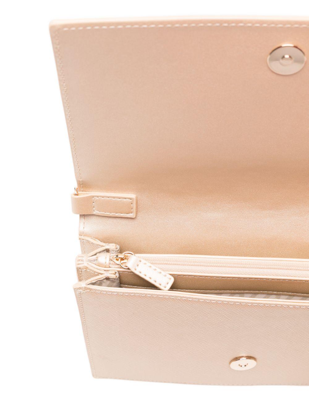 LIUJO Borsa a tracolla color champagne con placca logo 