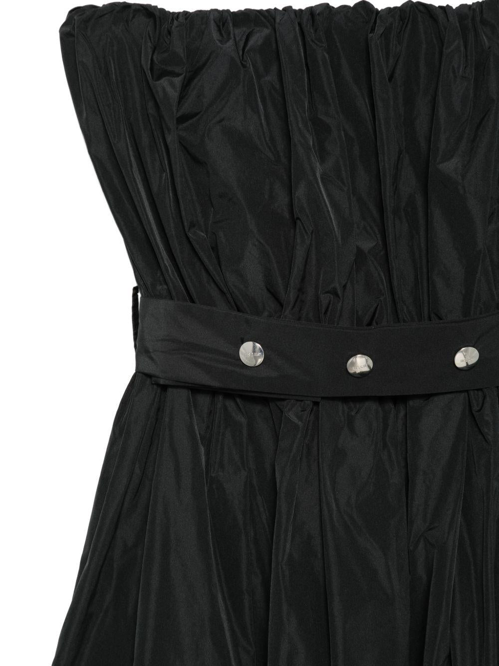 MSGM Abito nero con cintura in vita senza spalline 