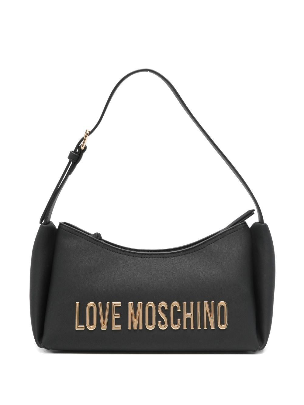 LOVE MOSCHINO Borsa a spalla nera con logo dorato 