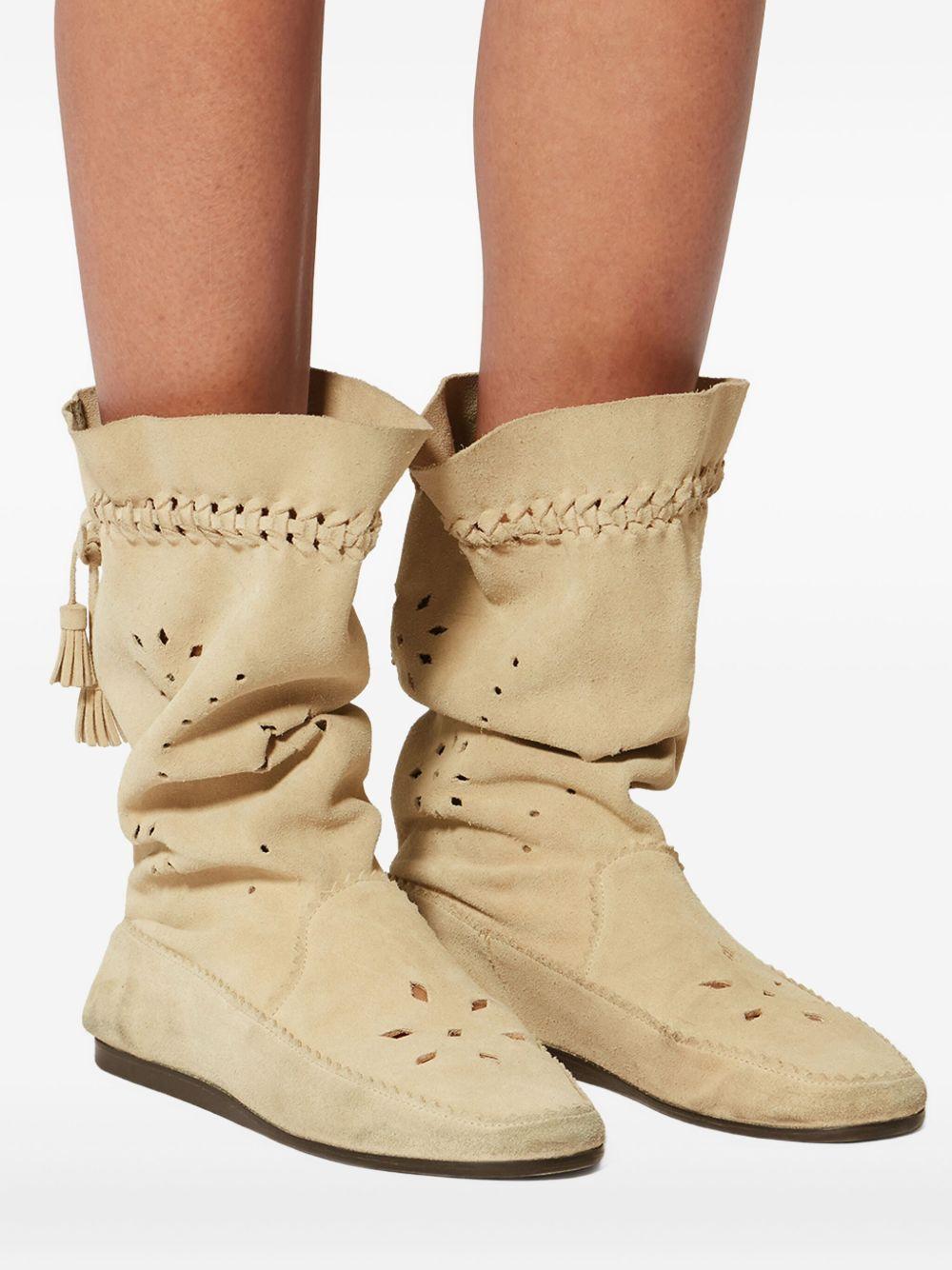 ISABEL MARANT Stivali in suede sabbia con dettagli cut-out 