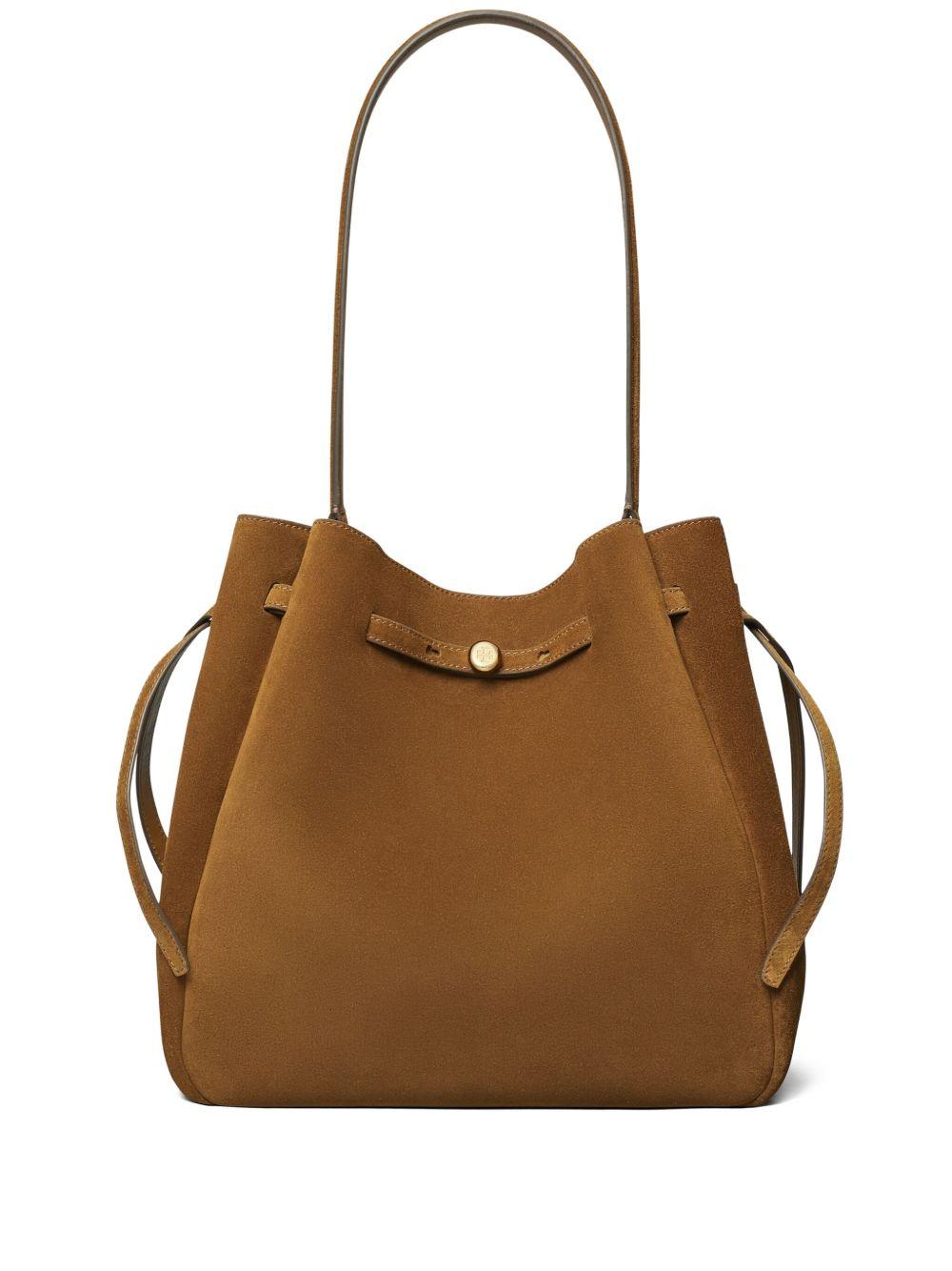 TORY BURCH Borsa a secchiello 'Romy' in pelle scamosciata 