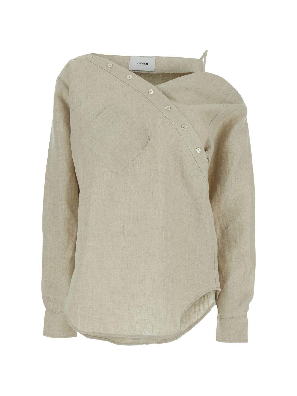 COPERNI Blusa asimmetrica in lino beige 