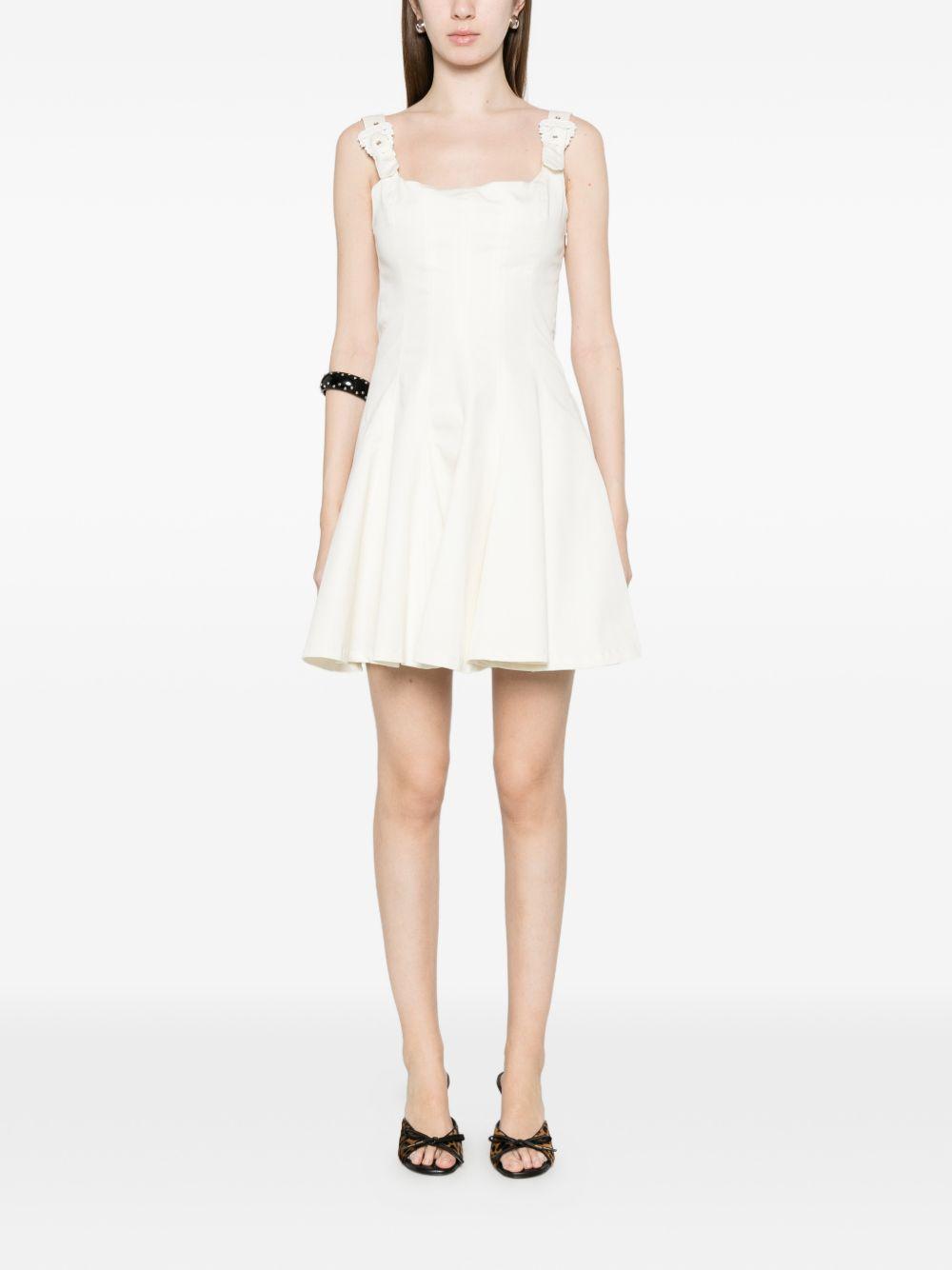 VERSACE JEANS COUTURE Abito corto bianco in cotone elasticizzato con spalline e gonna svasata 