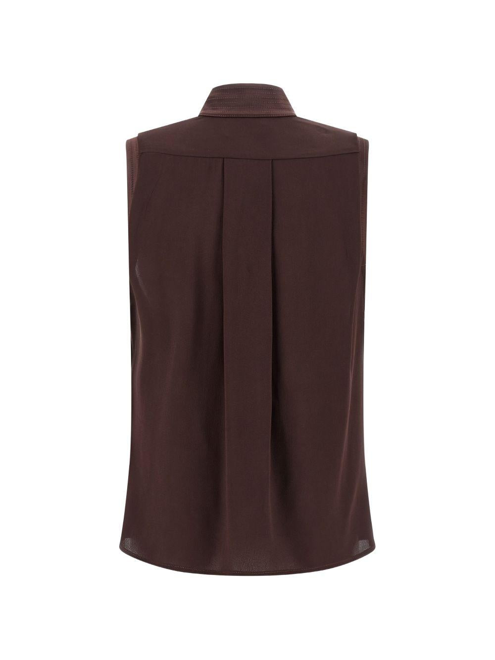 ELISABETTA FRANCHI Top smanicato in avorio con scollo morbido e dettaglio cut-out 