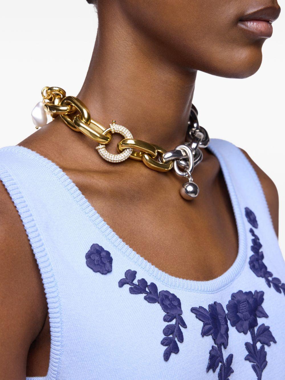 RABANNE Collana dorata e argentata con charm 