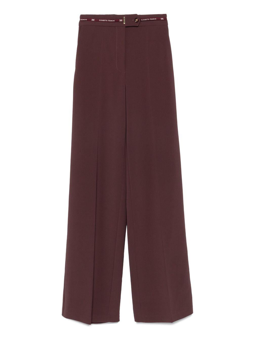 ELISABETTA FRANCHI Pantaloni burgundy a vita alta 