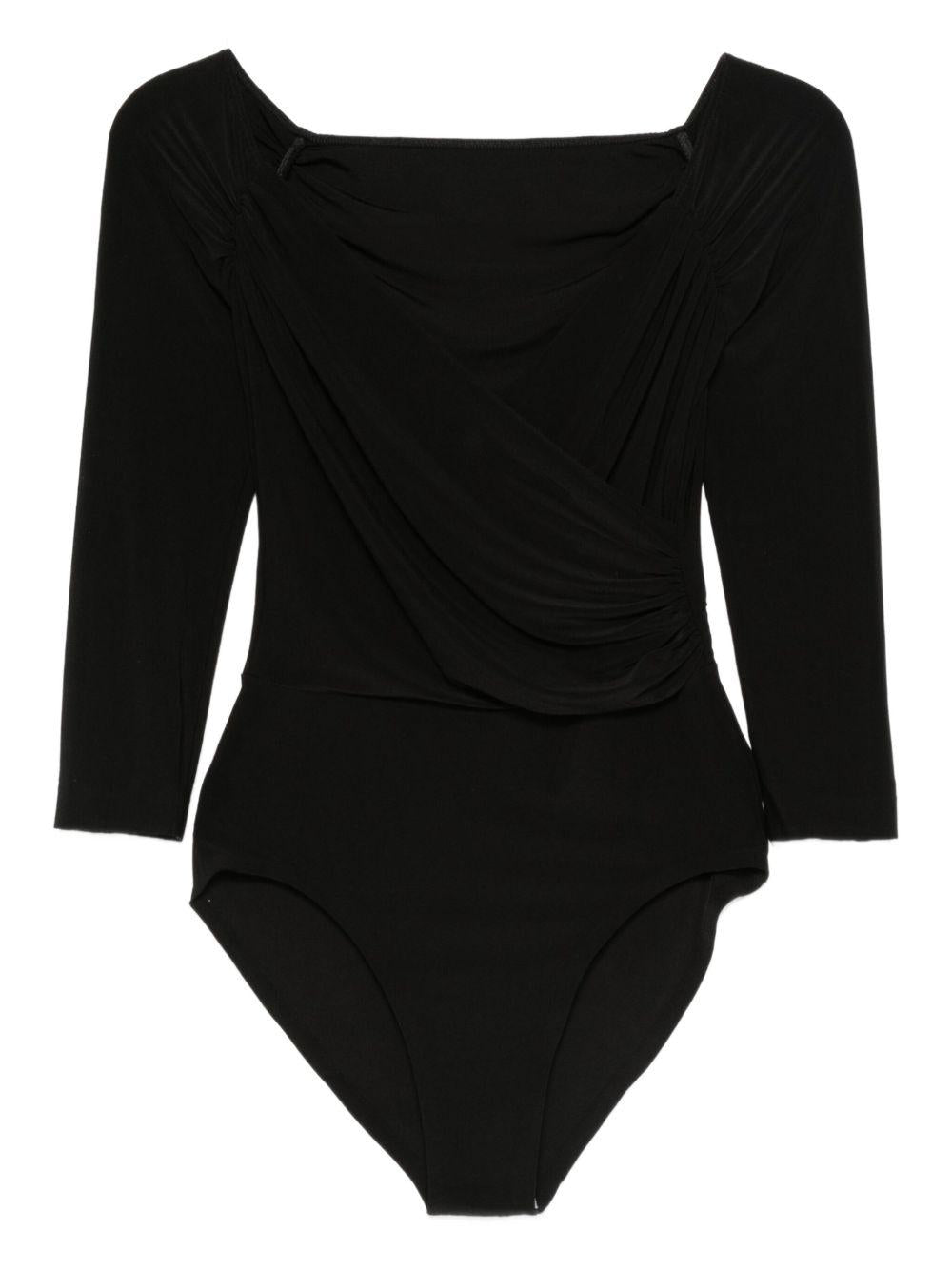 NORMA KAMALI Body drappeggiato nero 