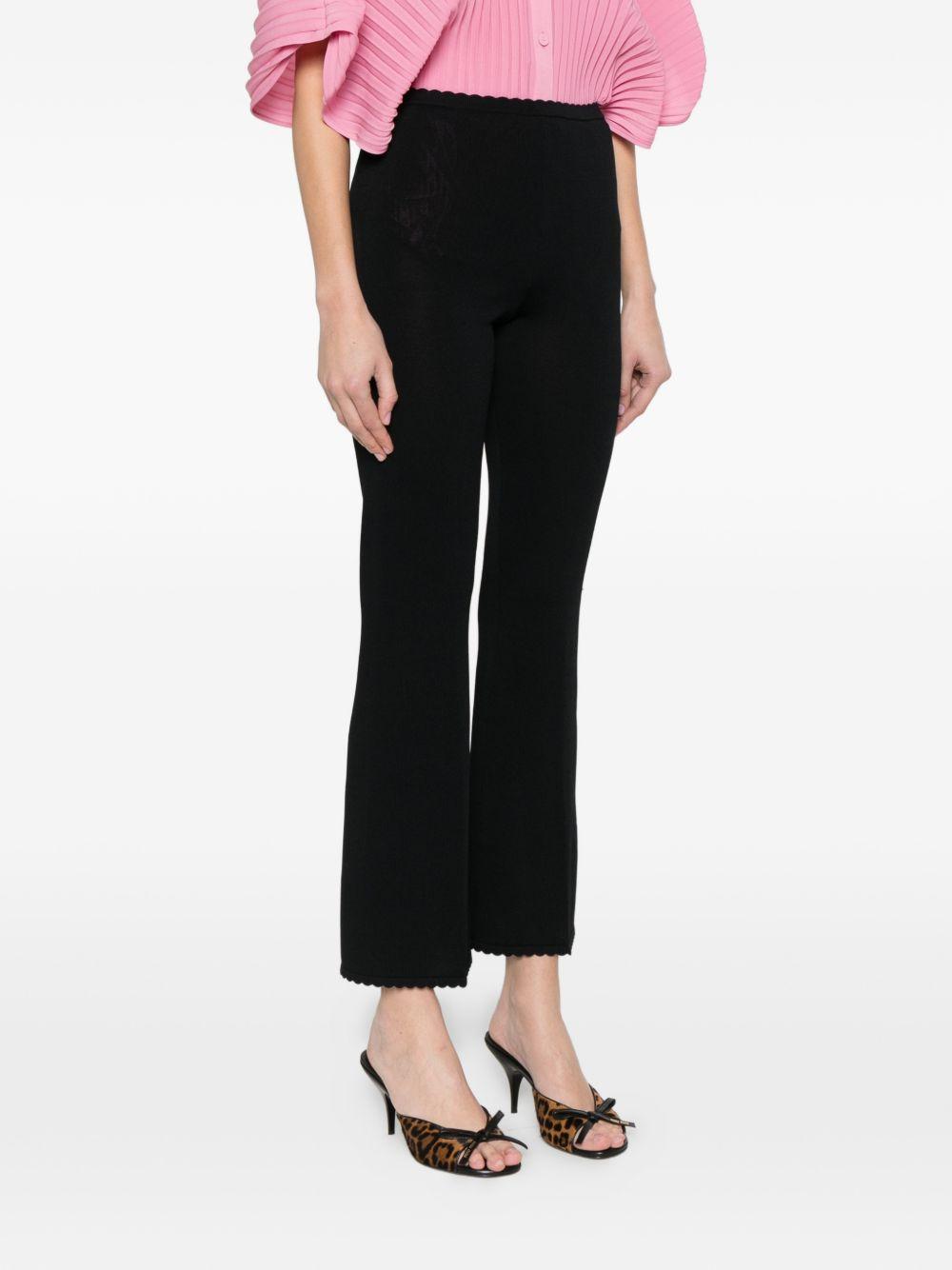TWINSET Pantaloni neri con orlo smerlato ricamato 