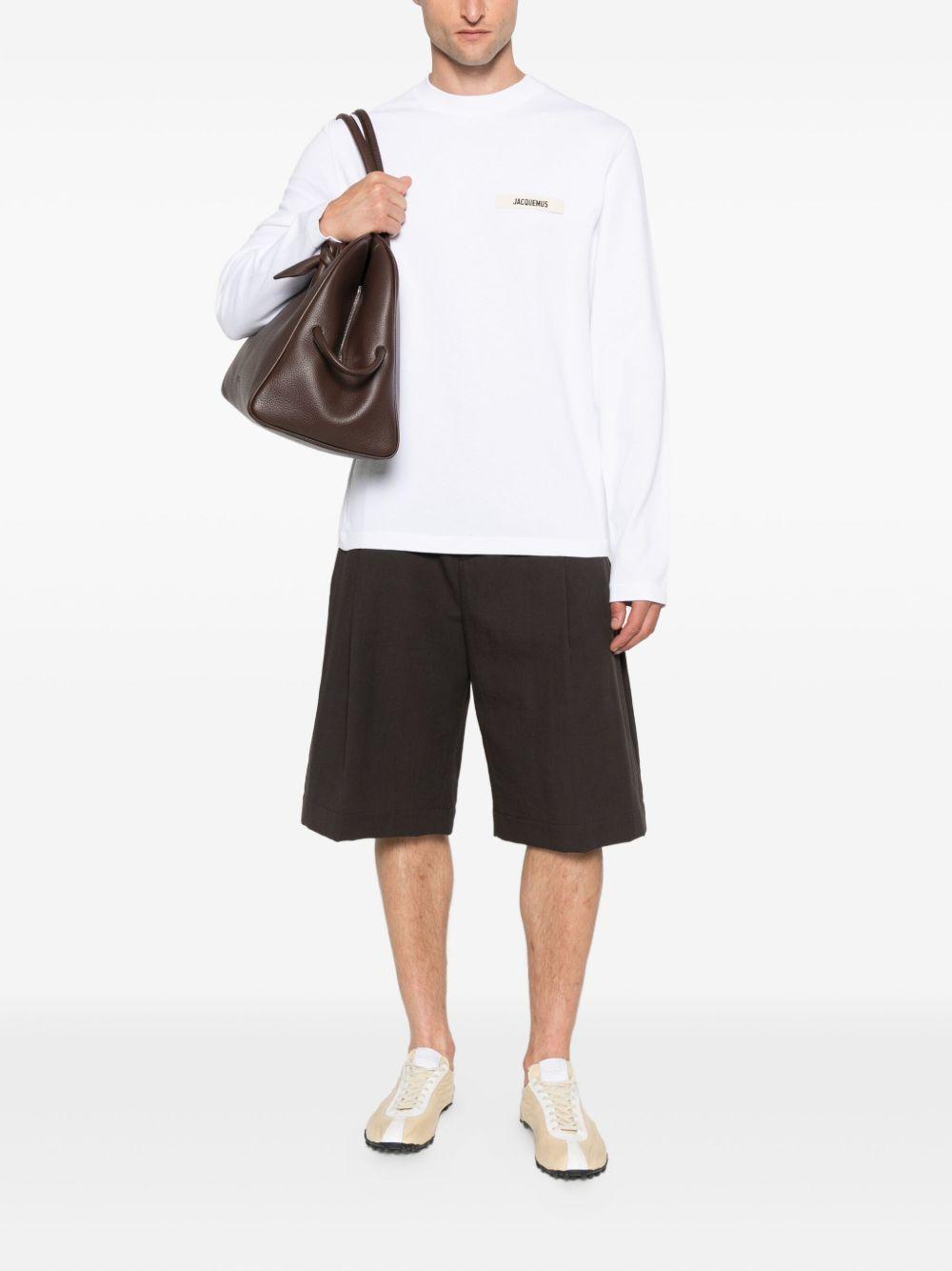 JACQUEMUS T-shirt Gros Grain bianca a maniche lunghe 