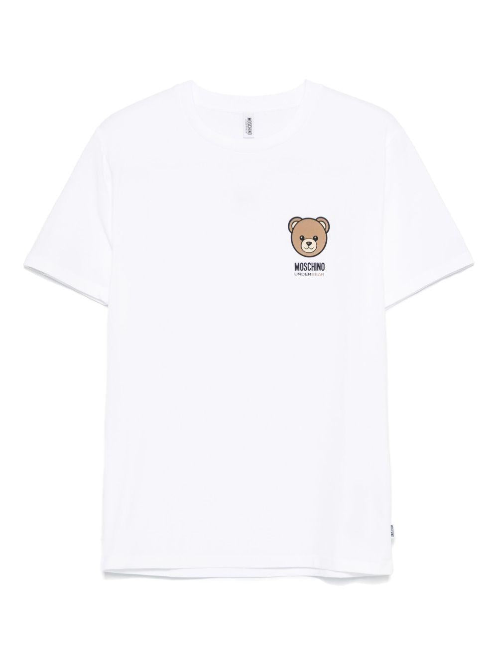 MOSCHINO UNDERWEAR T-shirt in cotone nero con patch orso 