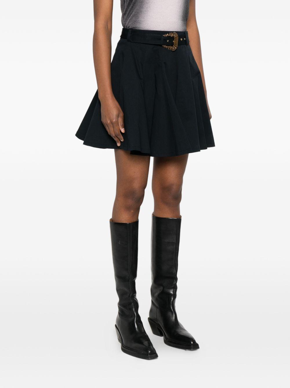 VERSACE JEANS COUTURE Gonna mini in cotone nero con cintura 