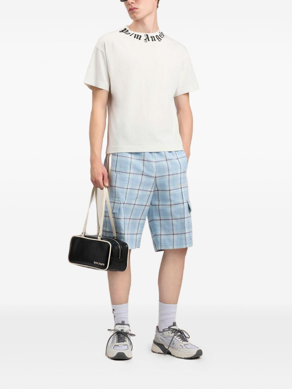 PALM ANGELS T-shirt in cotone bianco con logo nero 