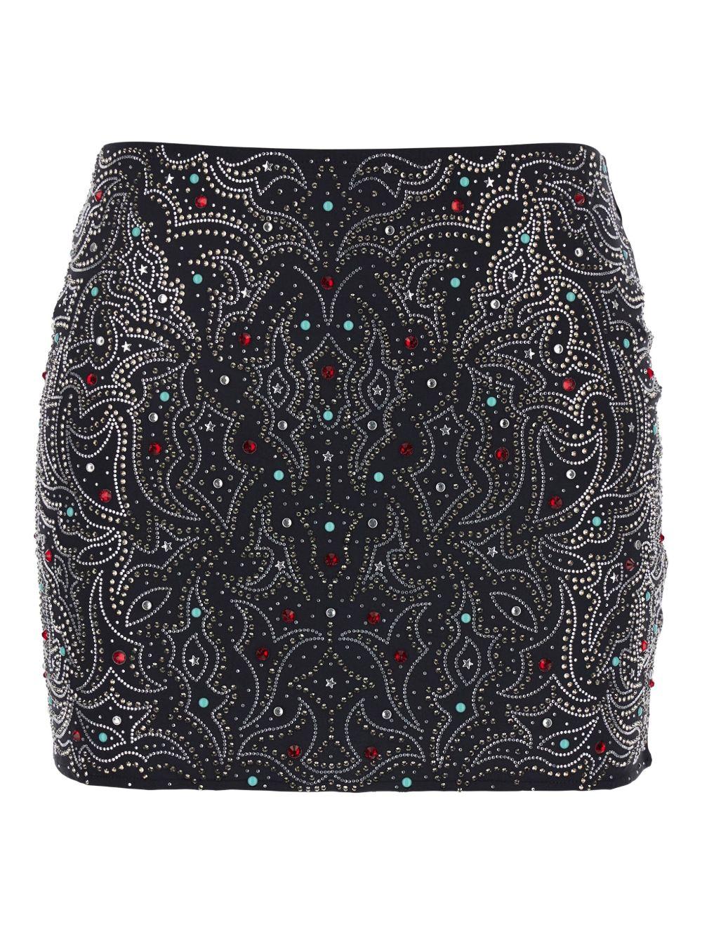 VENUJA Minigonna 54th nera con strass e borchie 