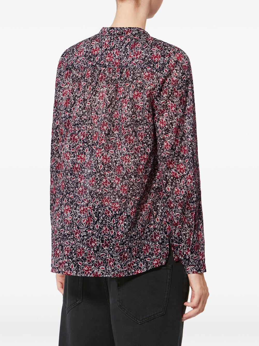 MARANT ETOILE Camicia cremisi in cotone con stampa floreale 