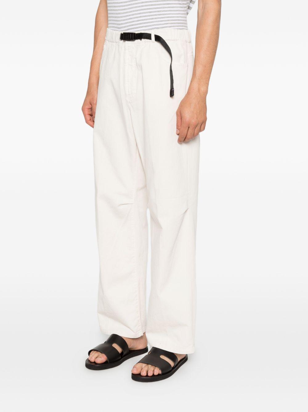 WHITE SAND Pantaloni in cotone bianco con cintura nera 