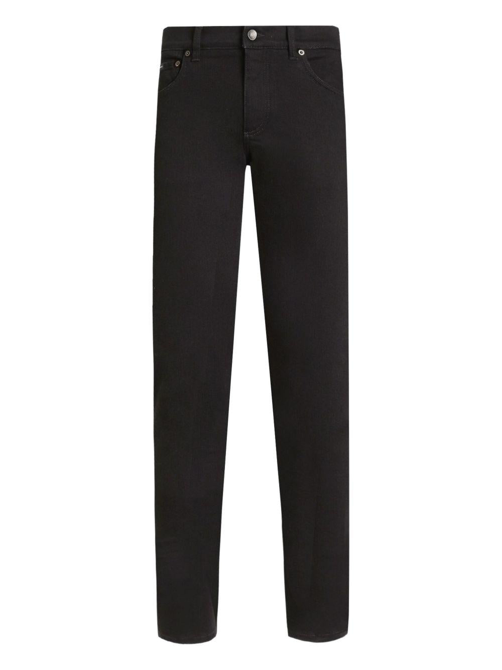 DOLCE e GABBANA Jeans nero con targhetta logo 