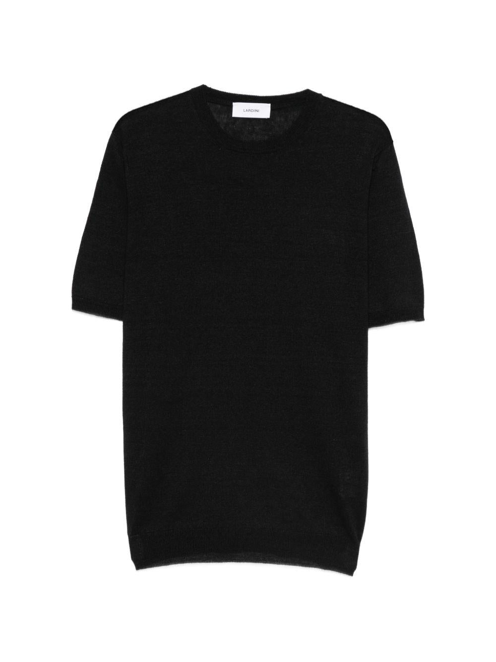 LARDINI T-shirt girocollo in cotone e lino beige 