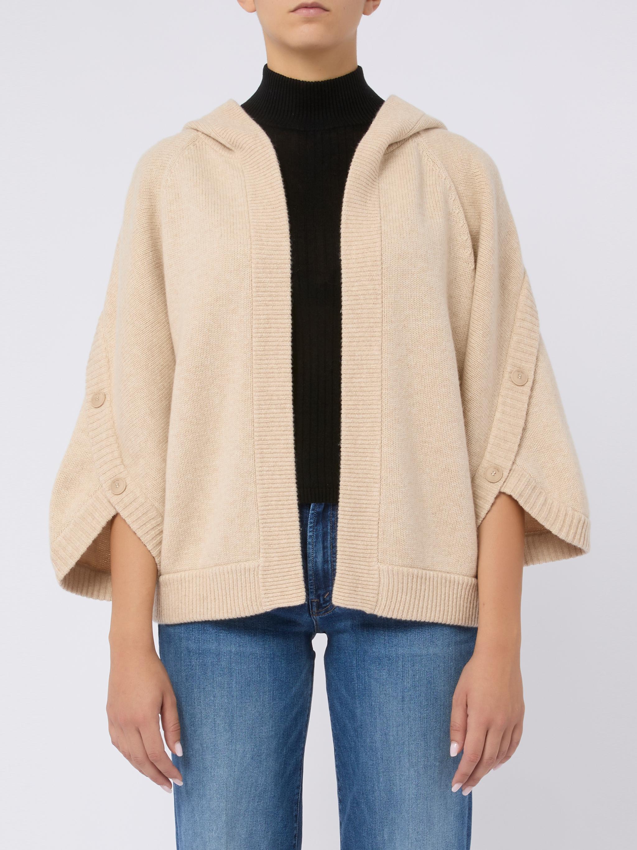 MAX MARA Cardigan 'Vlas'  in filato di lana e cashmere color sabbia 