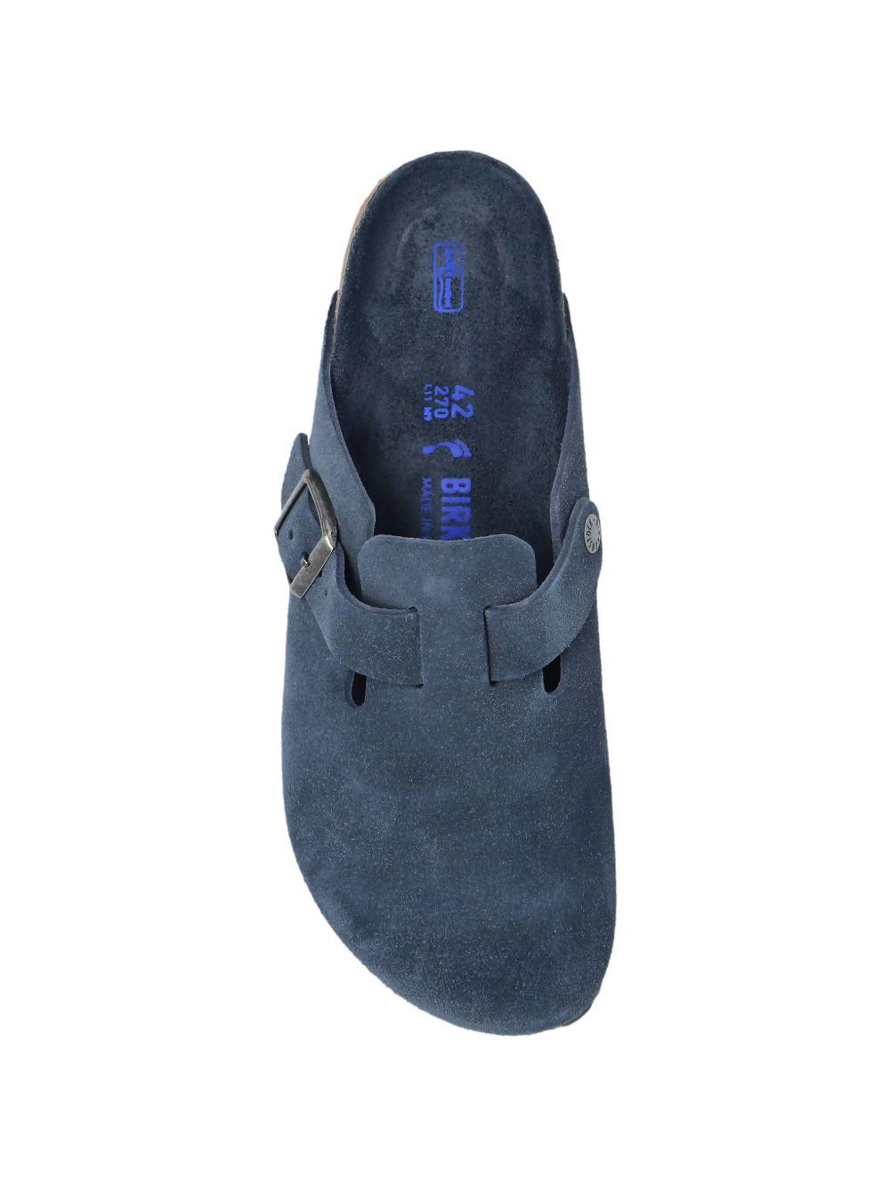 BIRKENSTOCK Zoccoli Boston in pelle scamosciata blu navy con cinturino regolabile 