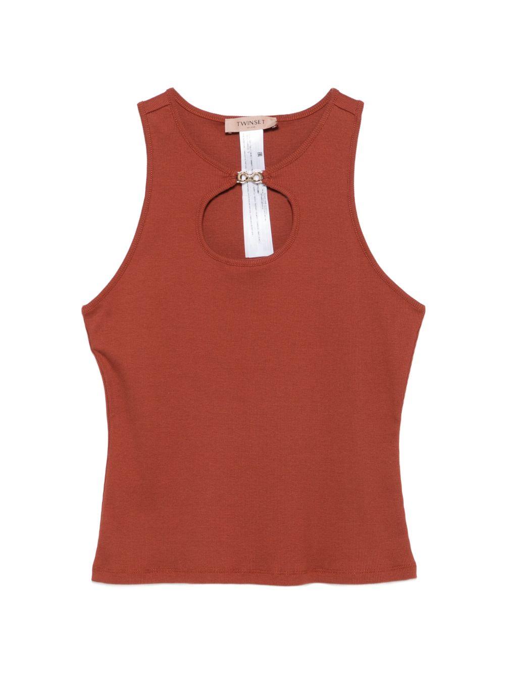 TWINSET T-shirt color mattone con charm 
