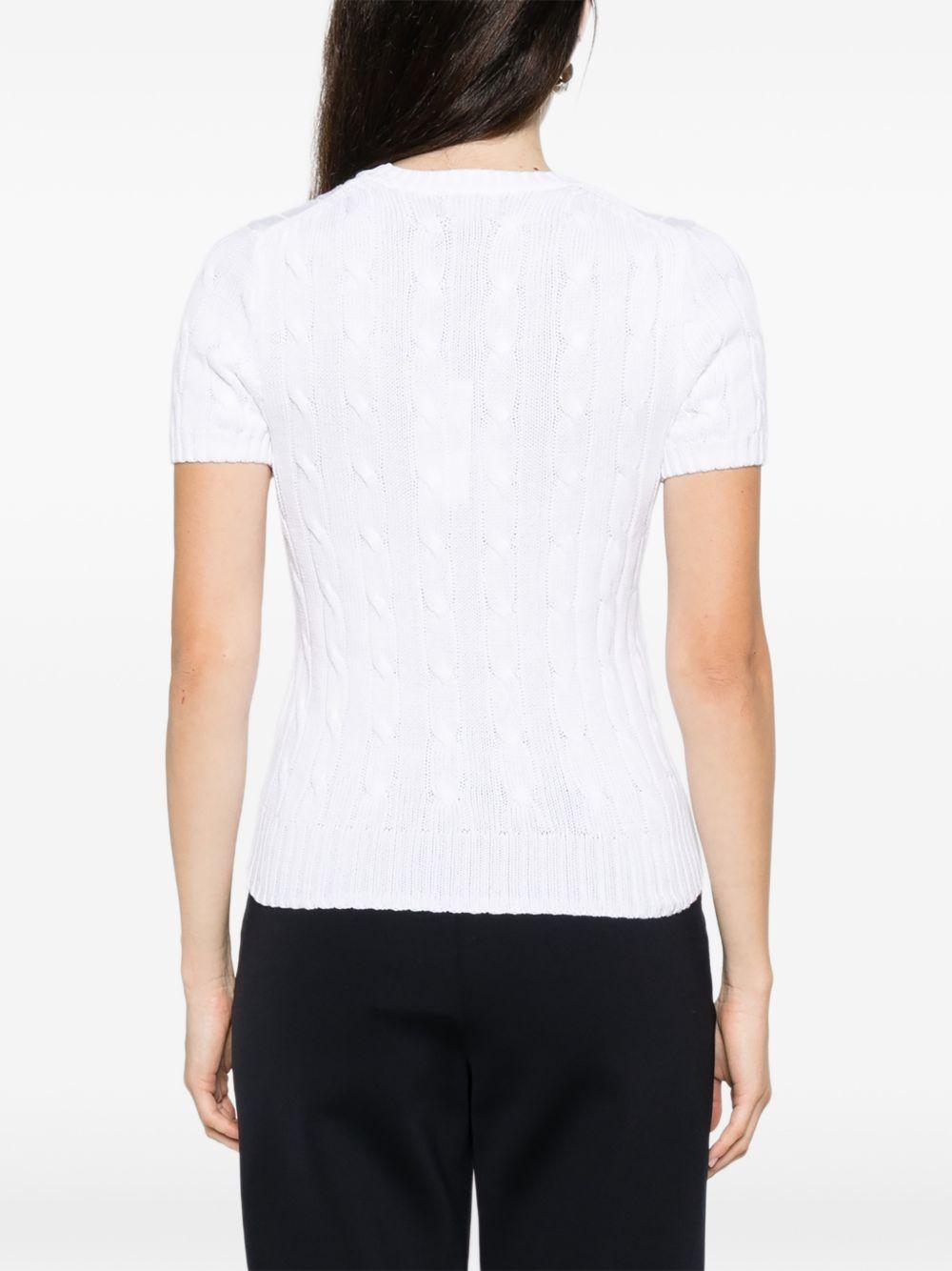 POLO RALPH LAUREN Maglia a trecce in cotone bianco 