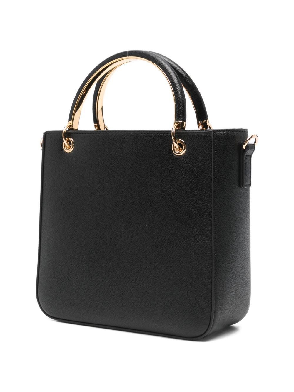 LOVE MOSCHINO Borsa a mano tote nera in ecopelle con tasca esterna 