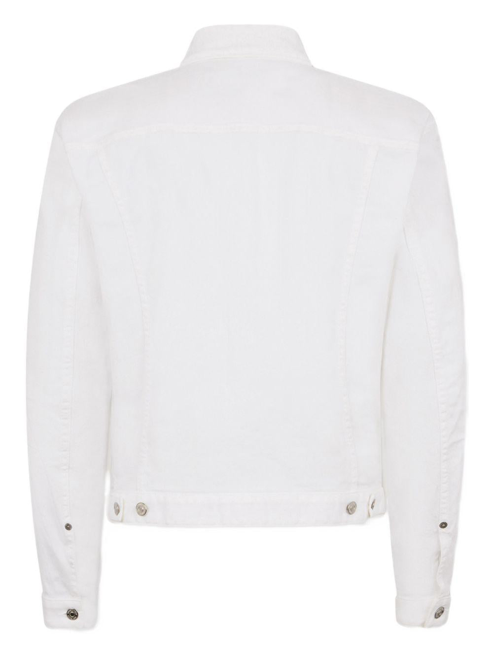 DSQUARED2 Giacca denim bianca con applicazione 
