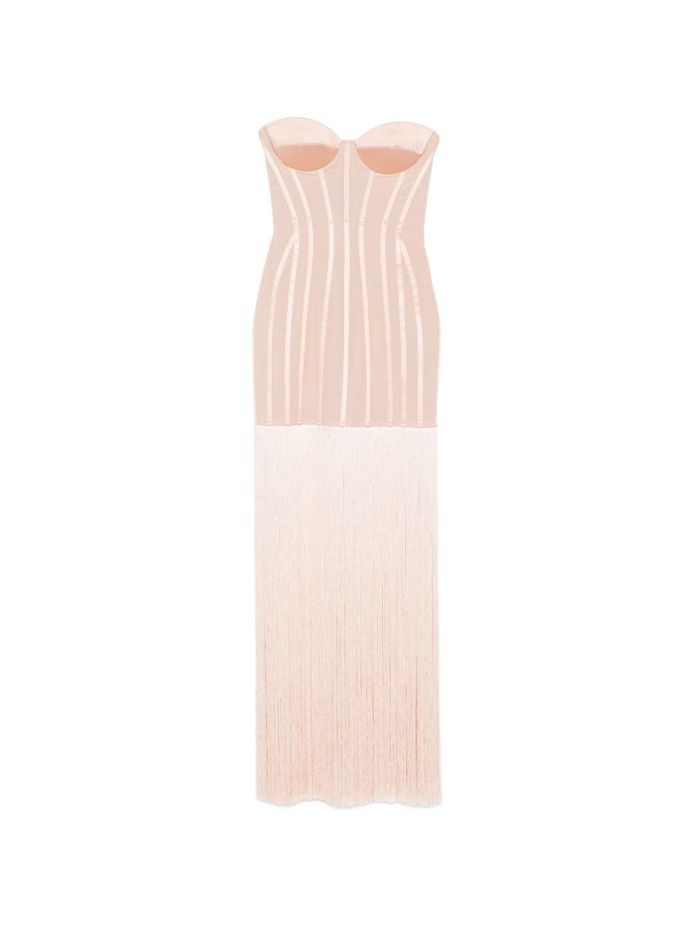 ELISABETTA FRANCHI Abito lungo Red Carpet con frange 
