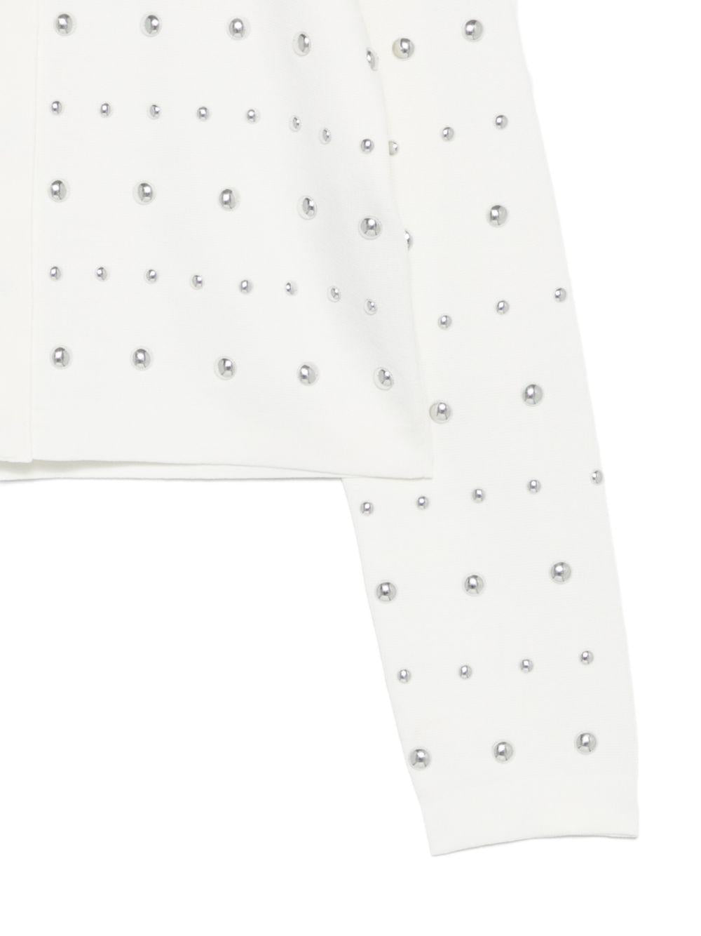 LIUJO Cardigan bianco con perle all-over 