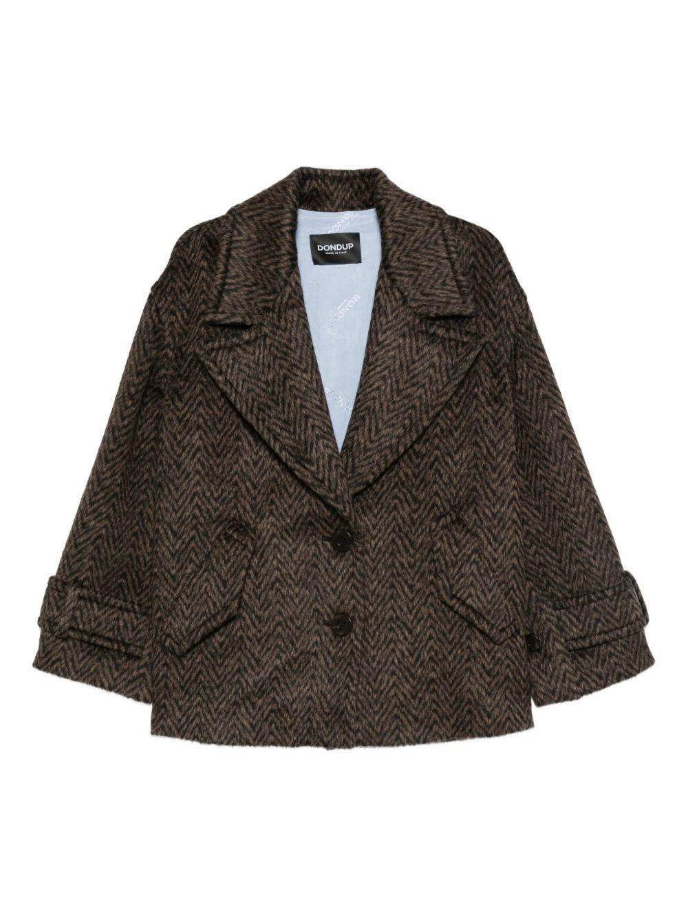 DONDUP Cappotto marrone con motivo a spina di pesce 
