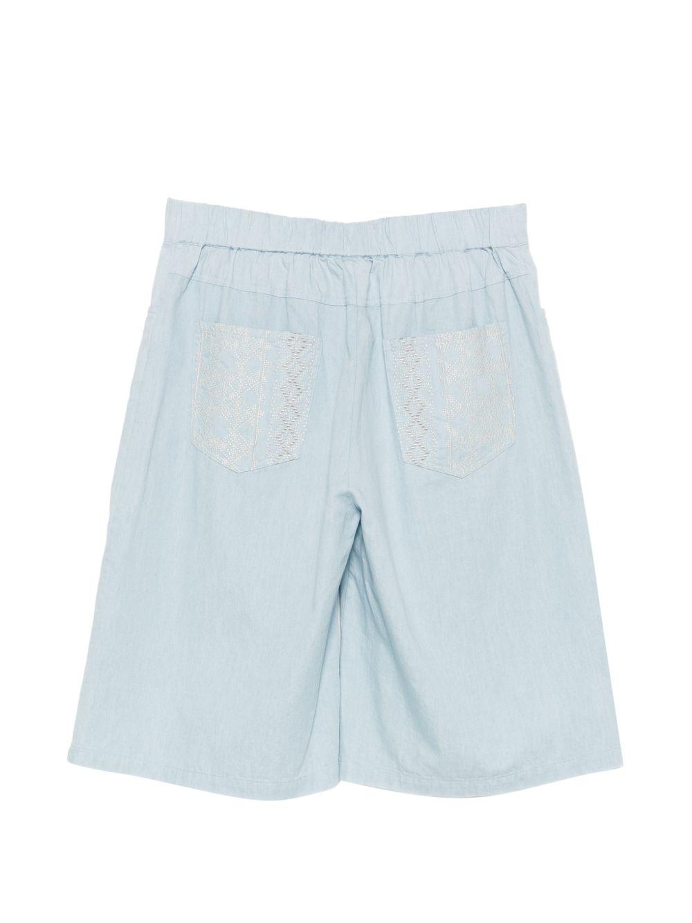 SEMICOUTURE Shorts bermuda Zelda con ricami celeste 