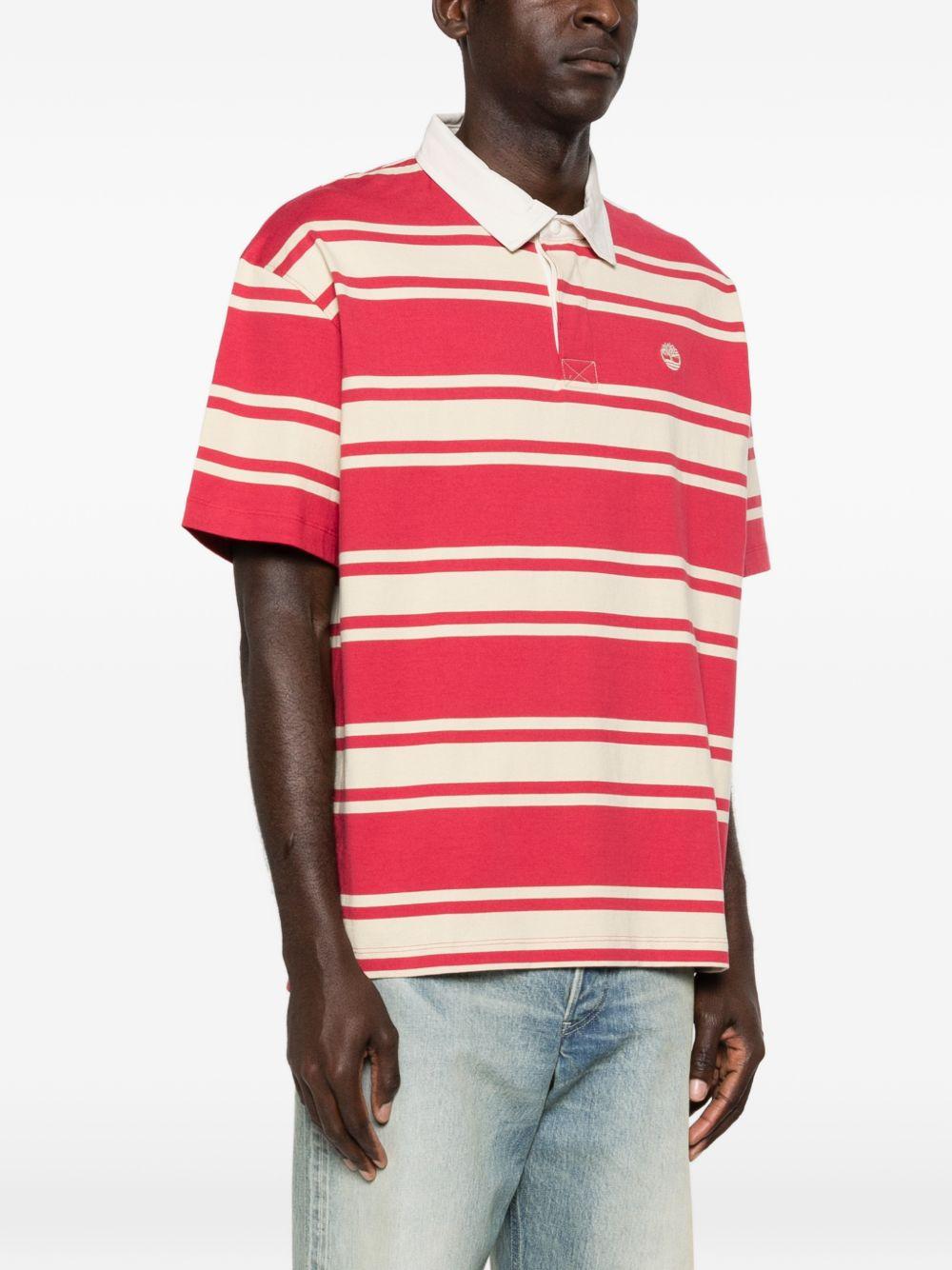 TIMBERLAND Polo rossa a righe con logo 
