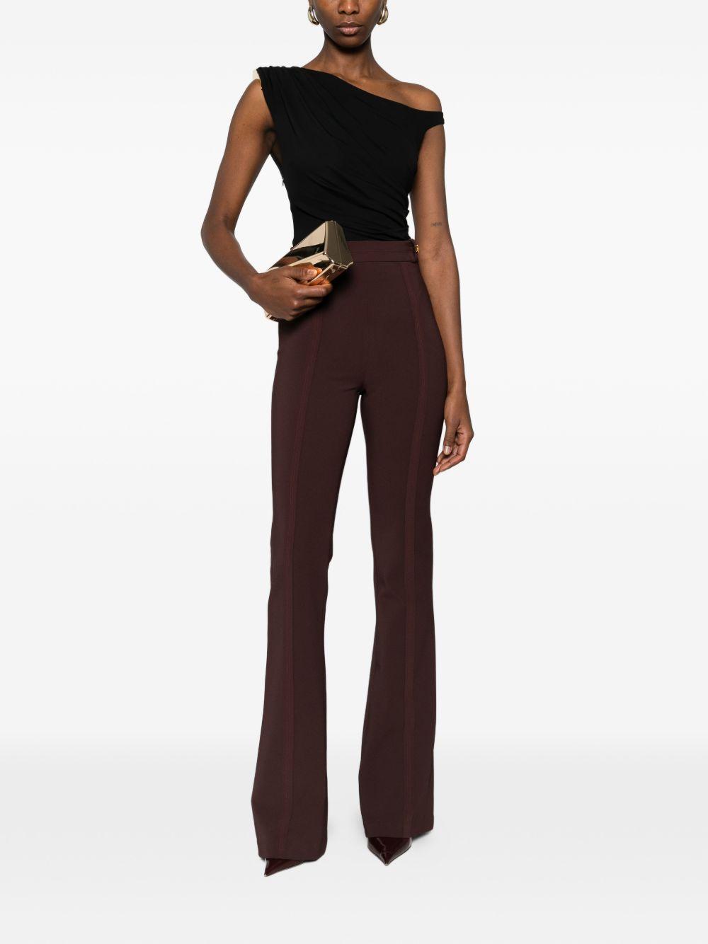 ELISABETTA FRANCHI Body asimmetrico monospalla in tessuto nero 