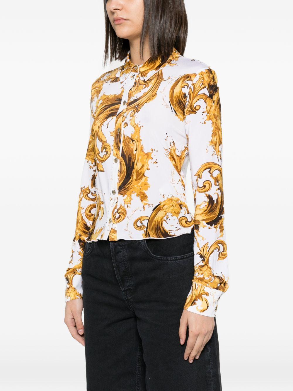 VERSACE JEANS COUTURE Camicia bianca con stampa barocca dorata 